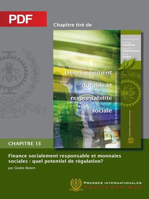 cover image of Finance socialement responsable et monnaies sociales (Chapitre PDF)